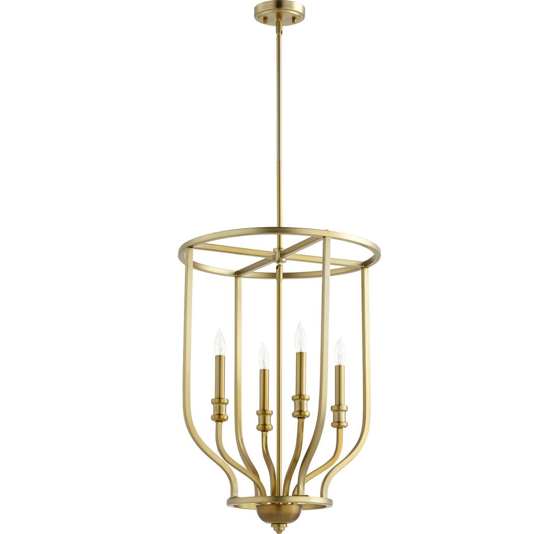 Quorum Richmond 4-Light Foyer Light in Aged Bra