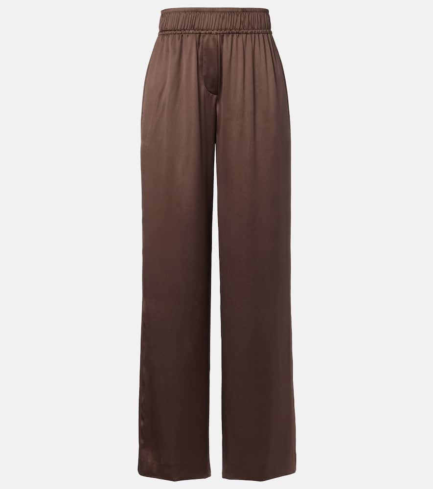 Silk-blend satin wide-leg pants