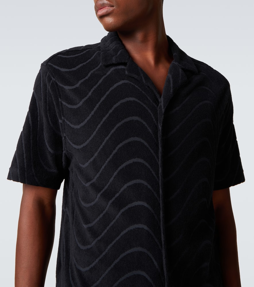 Embroidered cotton-blend terry shirt