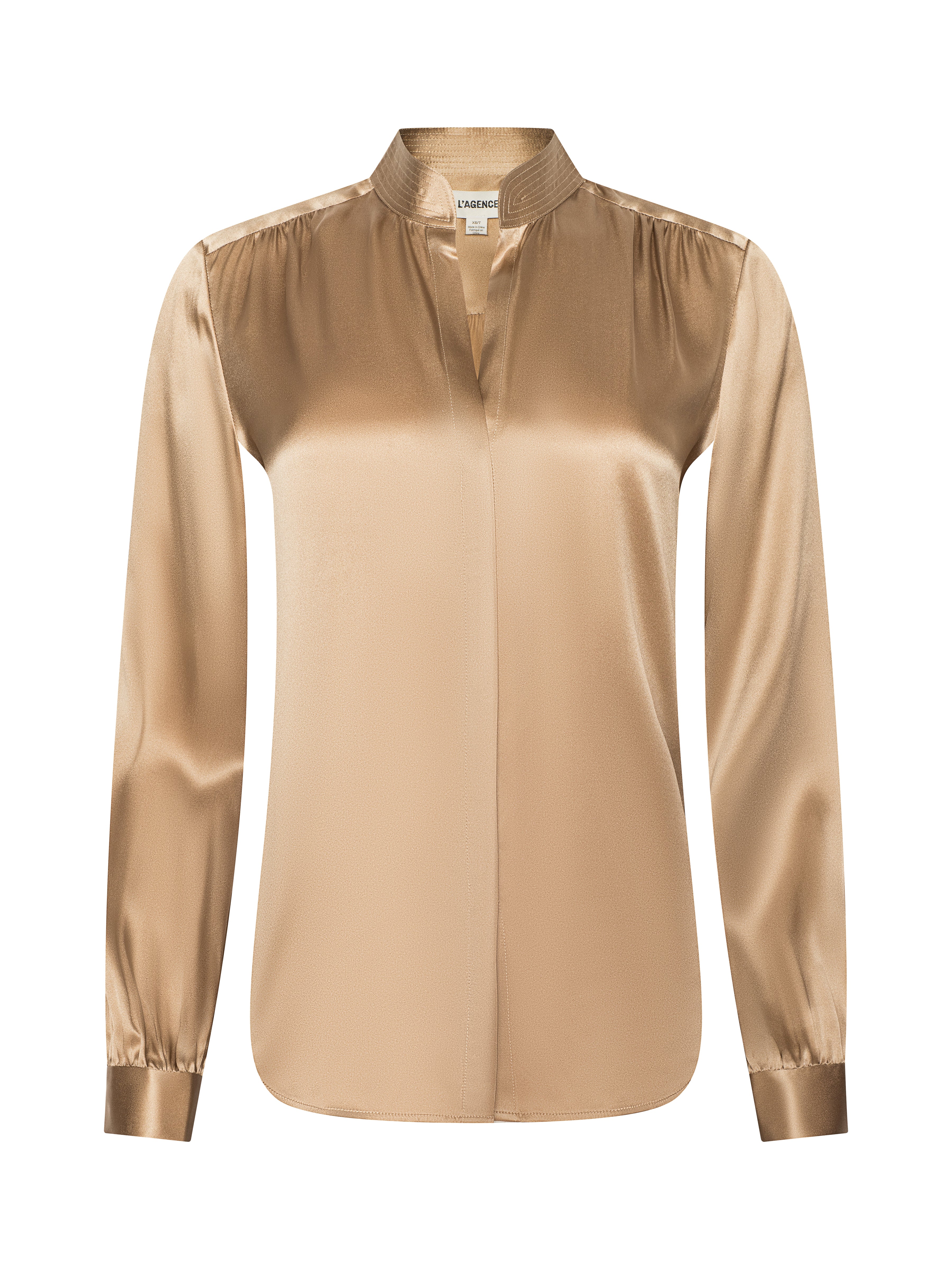 Bianca Silk Blouse Top In Chai Latte