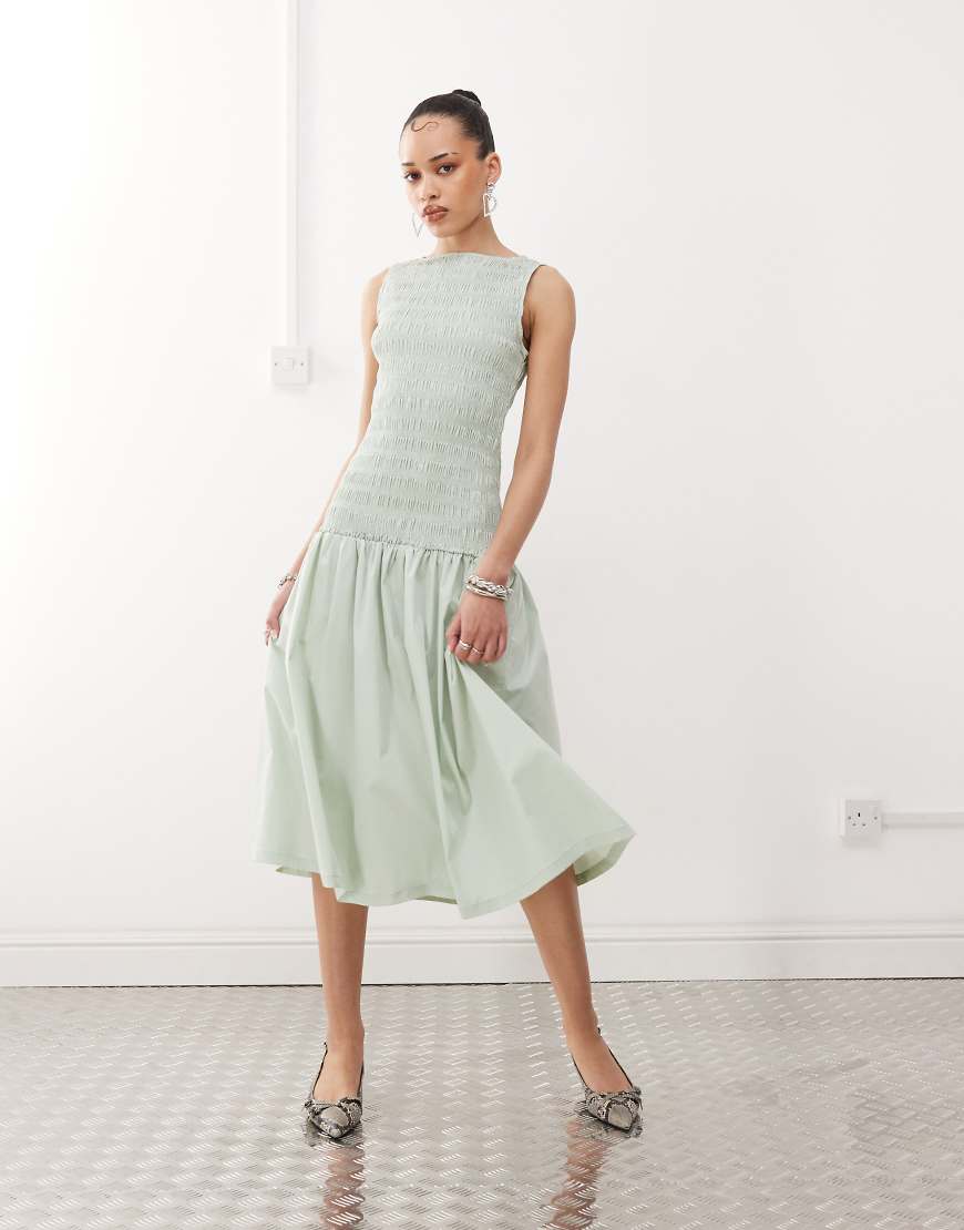 Amy Lynn | shirred drop waist midi dress in mint green | Realry Amy Lynn | shirred drop waist midi dress in mint green | Realry