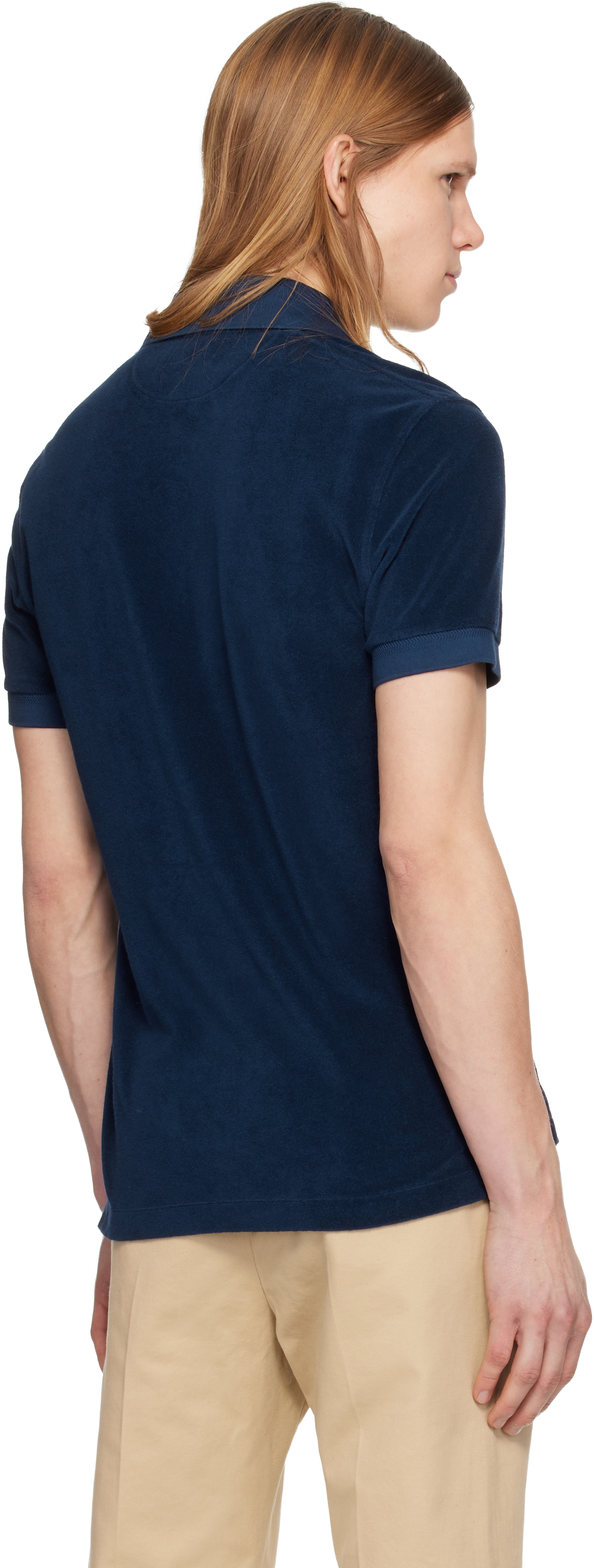 Navy Towelling Short Sleeve Polo