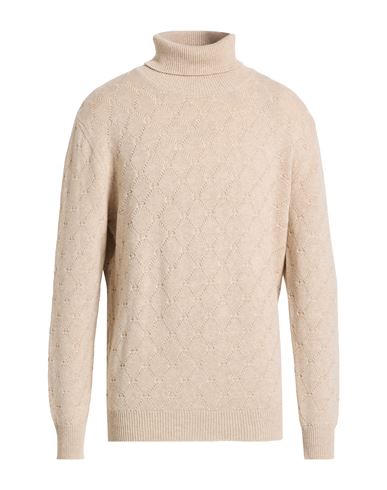 Man Turtleneck Beige Size 44 Cotton, Wool, Cashmere