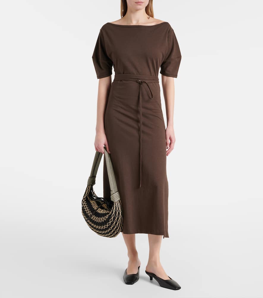 Cotton and linen jersey midi dress