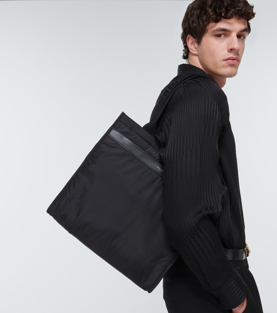 City leather-trimmed tote bag