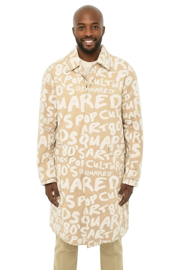 Beige Logo Trench Coat