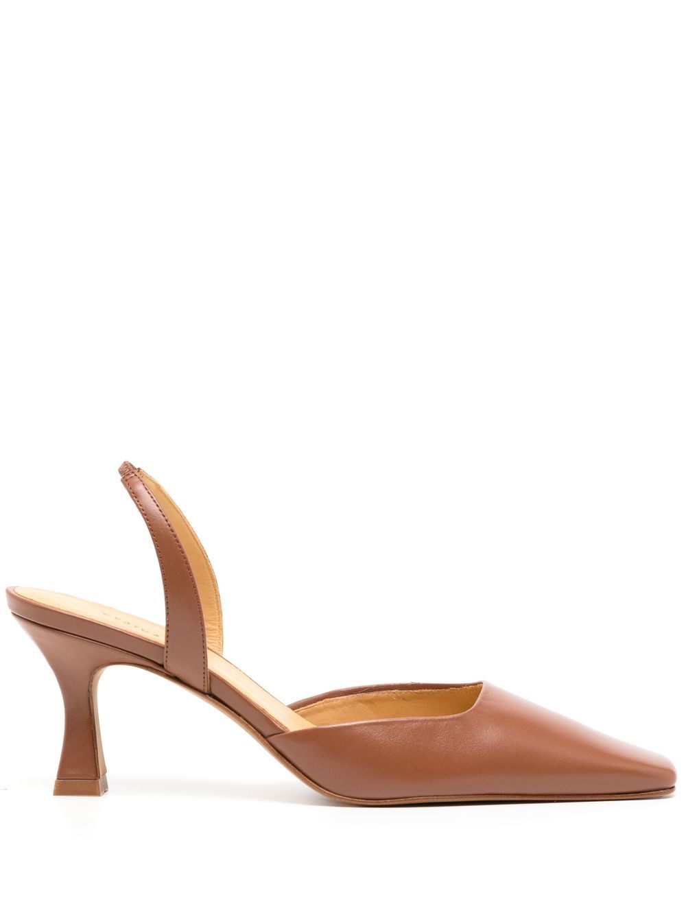 Square-toe 65mm slingback pumps - Brown