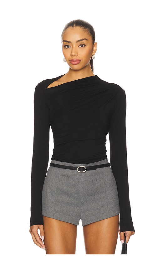 Enza Costa Fluid Jersey Slash Top in Nutshell - Brown. XS also in S, M