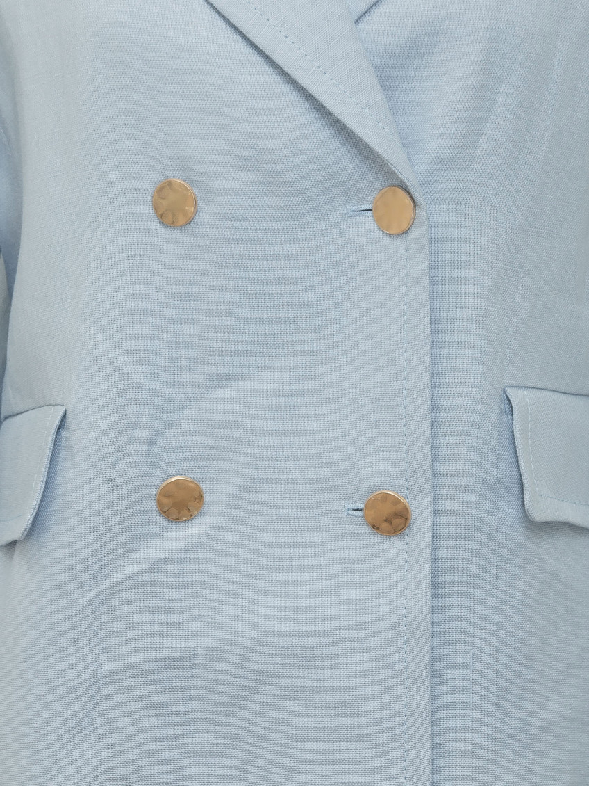 Blue Solid Notched Lapel Blazer