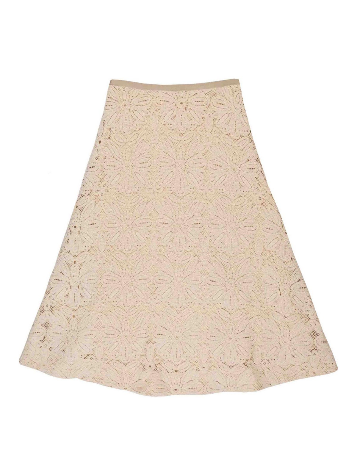 Incotex - high waist a line midi lace skirt