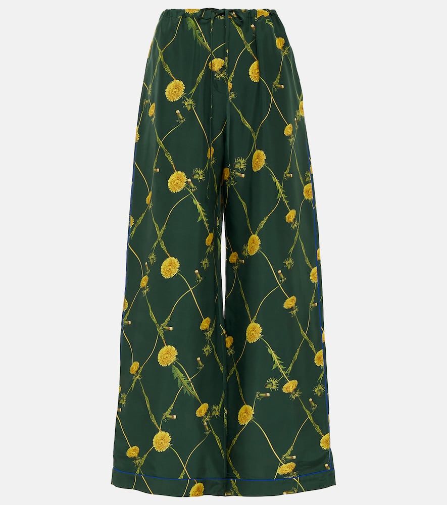 Floral silk pajama pants
