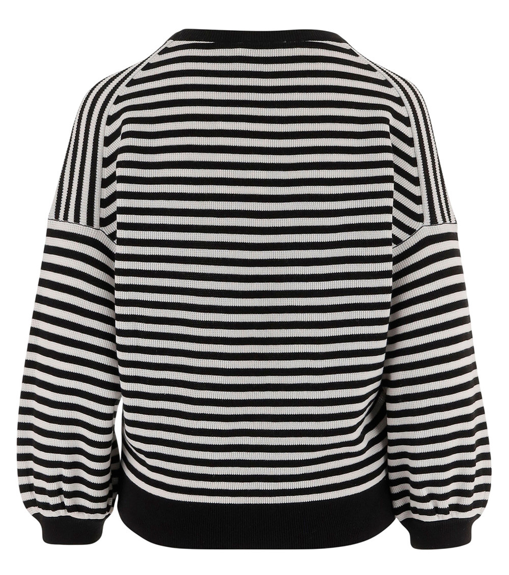 Black Stripes Round Neck Sweater