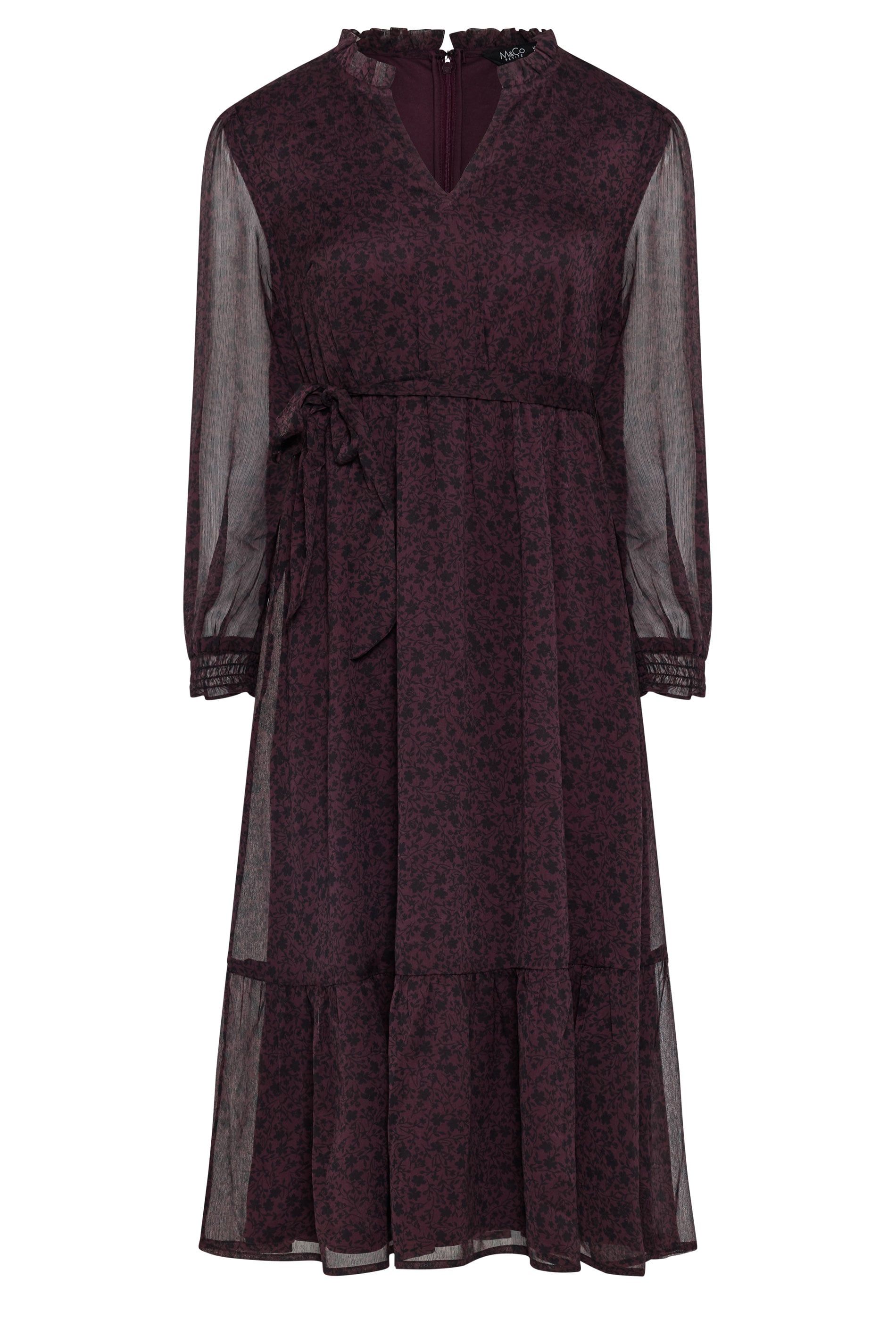 M&co Petite Ruffle Midi Dress In Purple