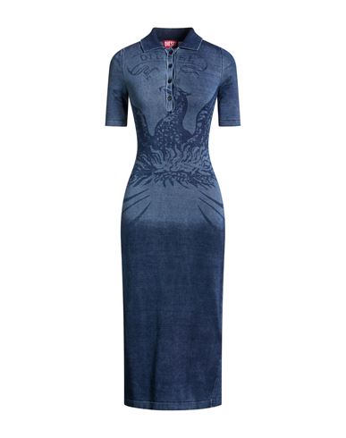 Woman Midi dress Blue Size M Cotton