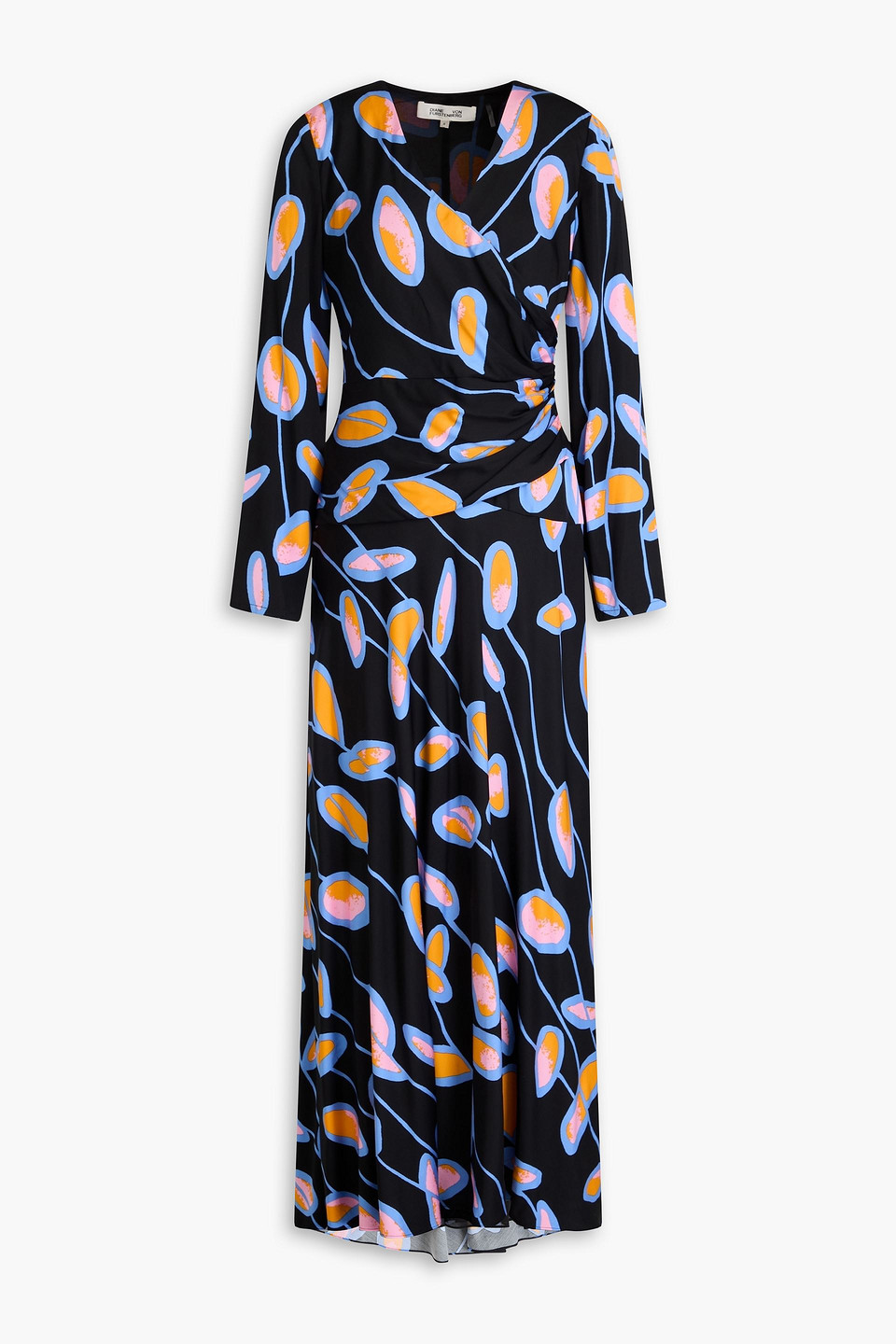 Lanira wrap-effect printed crepe de chine maxi dress