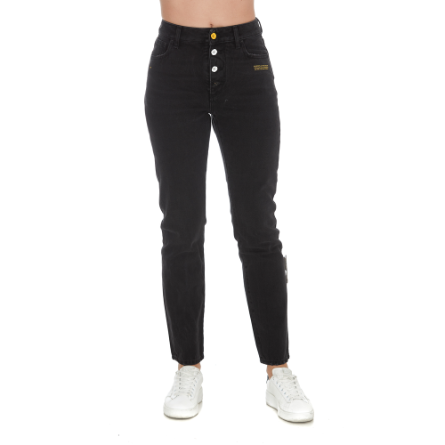 Slogan-print straight high-rise jeans - Black