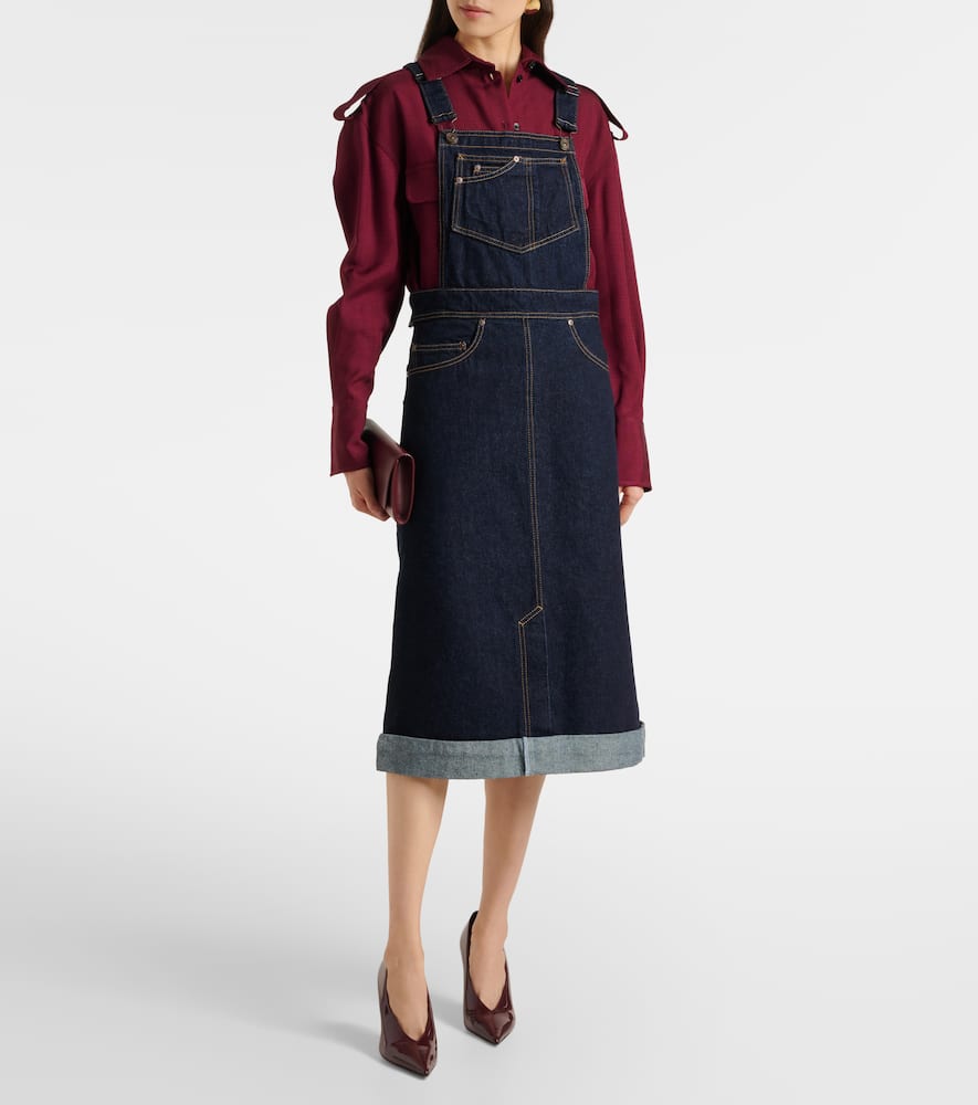 Convertible denim midi skirt