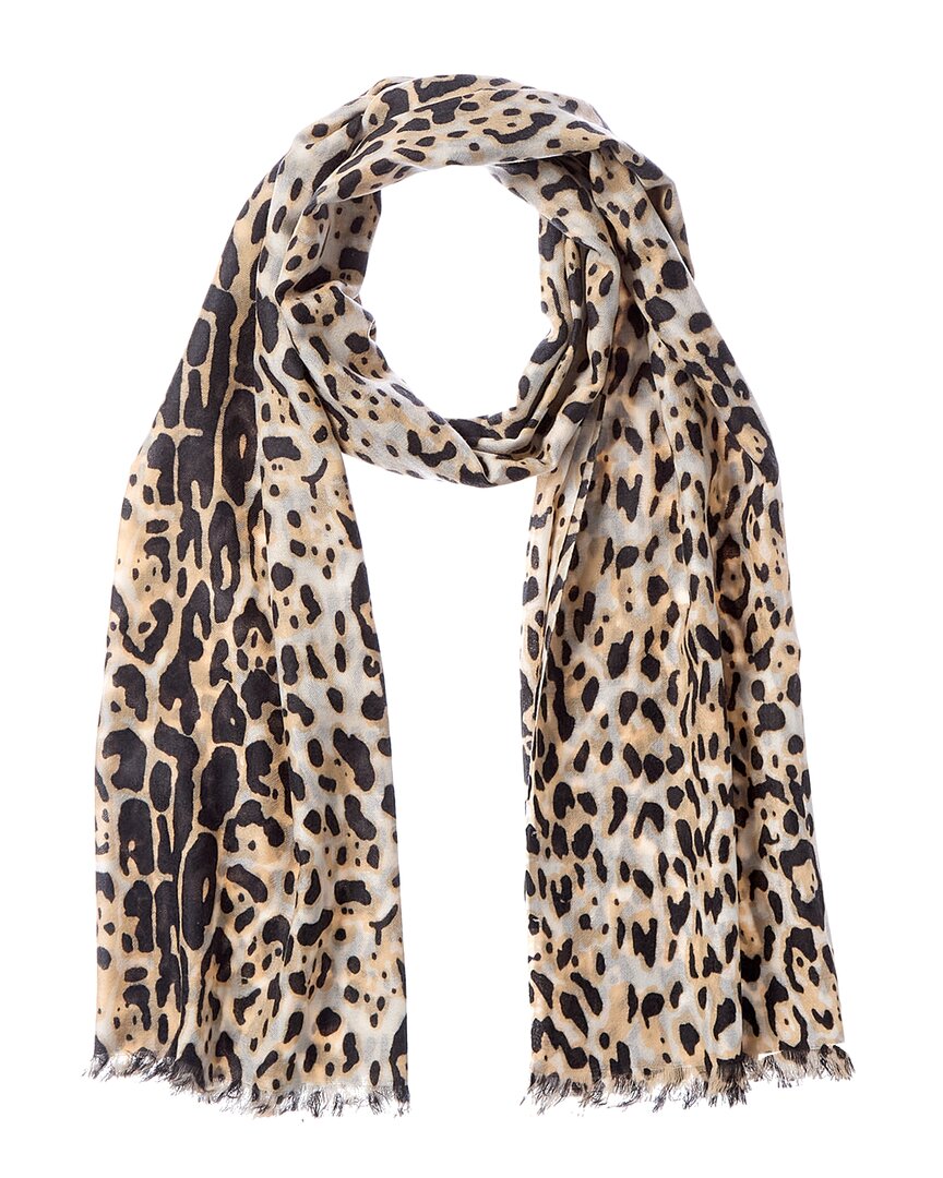 Sofiacashmere Leopard Print Lightweight Cashmere Scarf