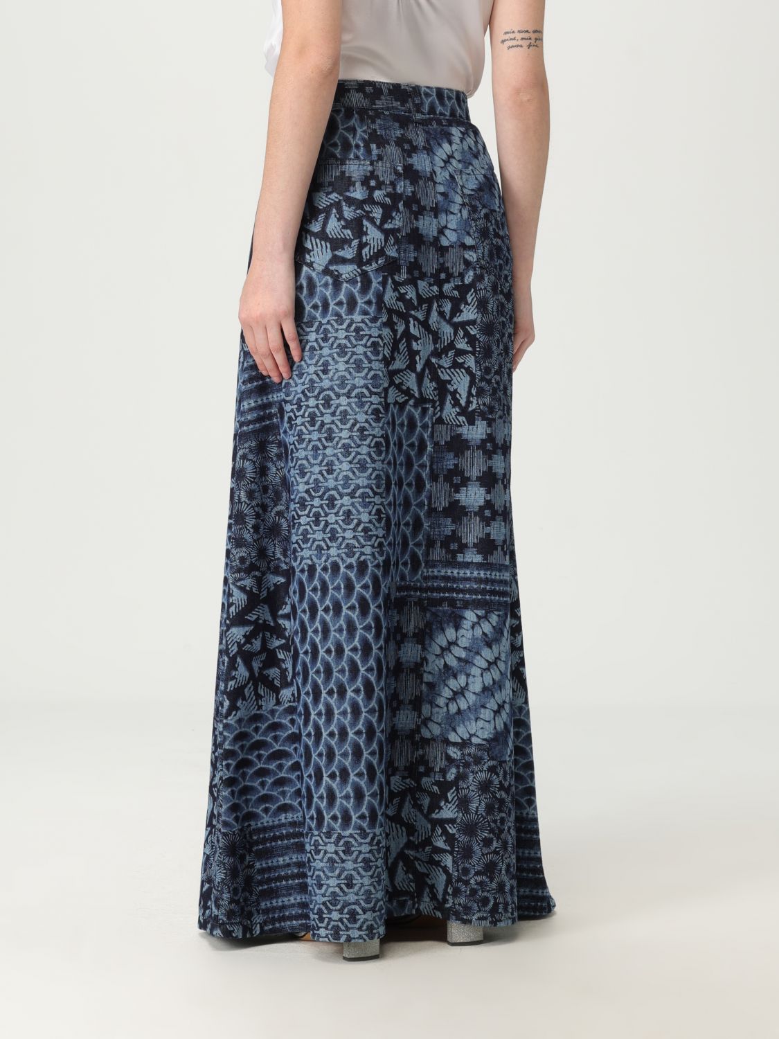 Emporio Armani printed denim skirt - Blue