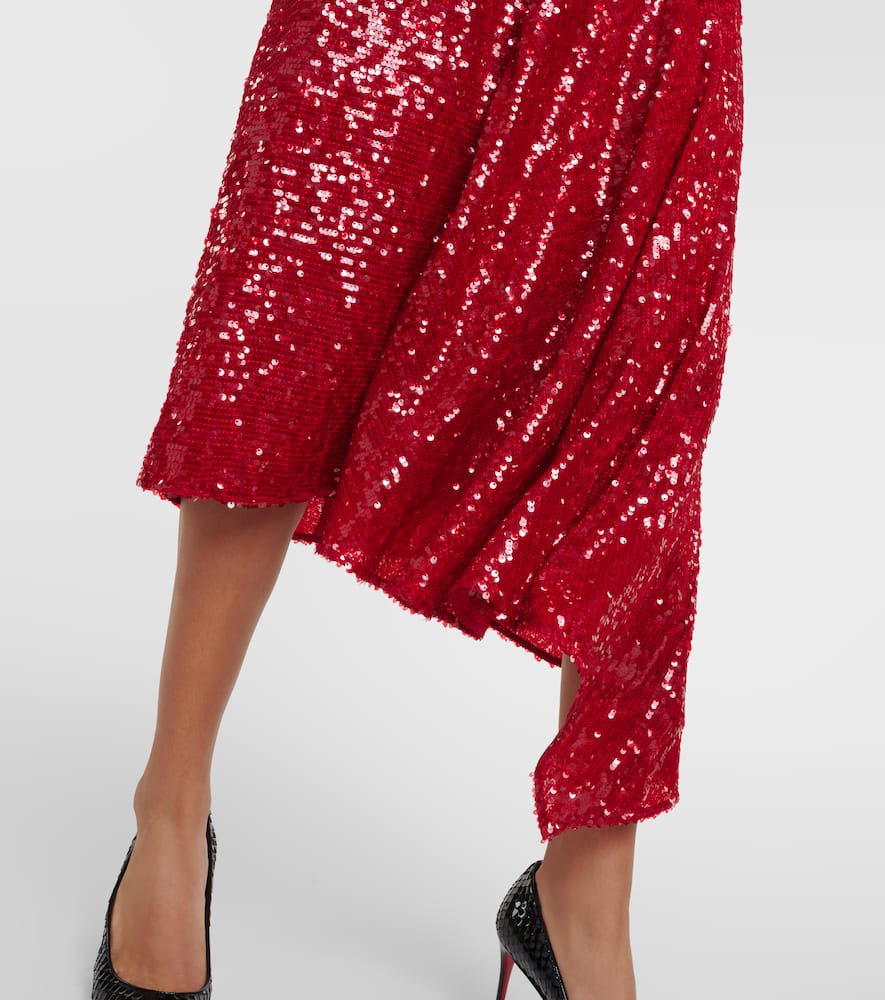 Asymmetric sequined minidress