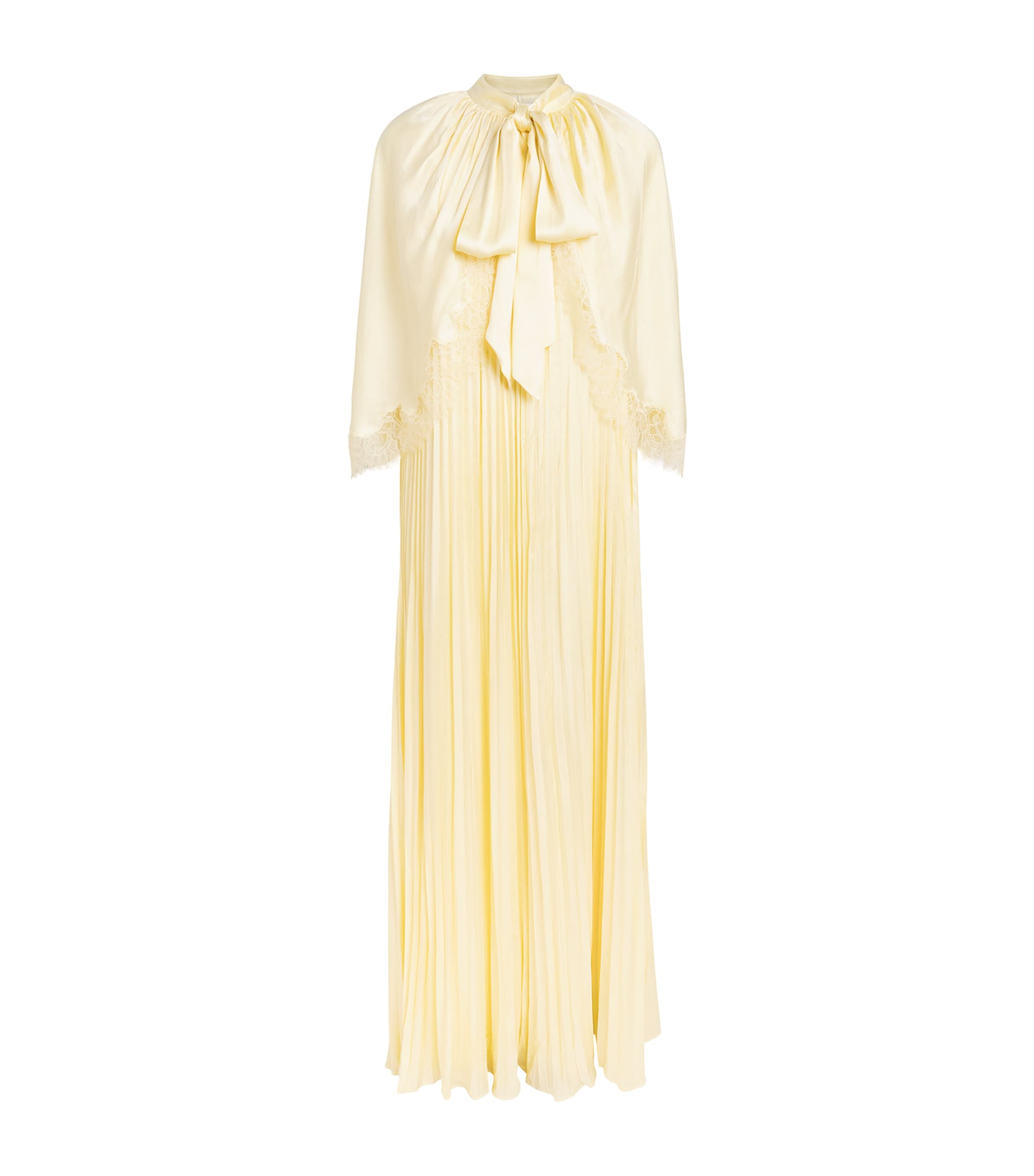 Satin Cape-Overlay Maxi Dress