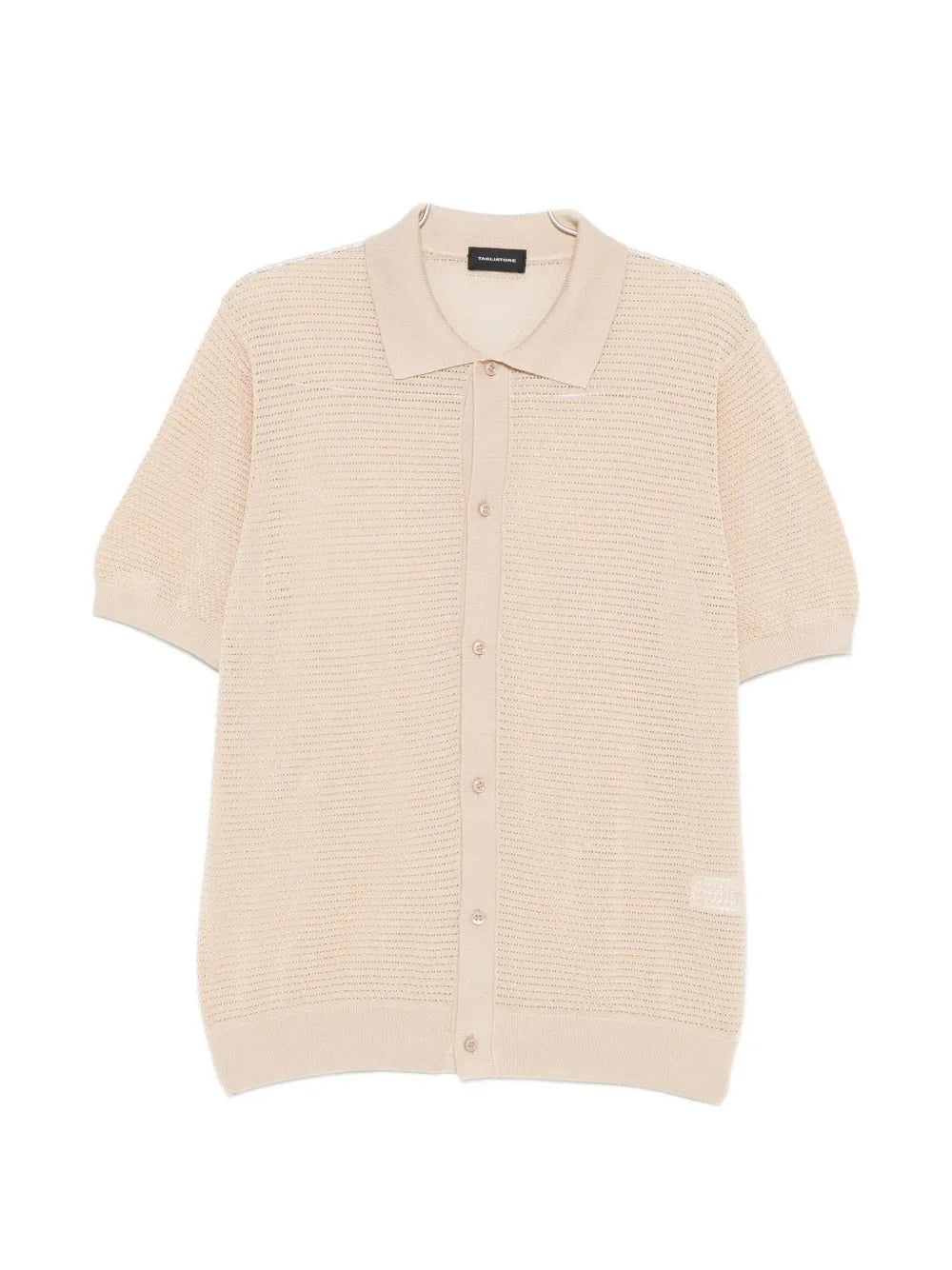 Knit Shirt with Button Closure and Ribbed Cuffs for Men