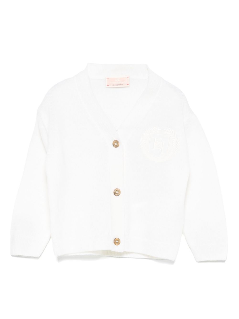 Embroidered-logo cardigan - White