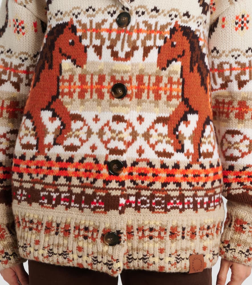 Intarsia oversized virgin wool cardigan