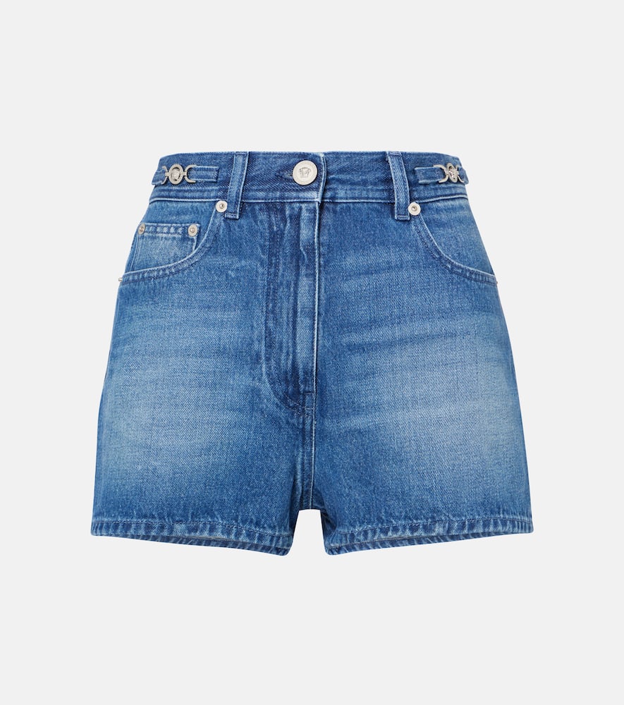 Faded denim shorts