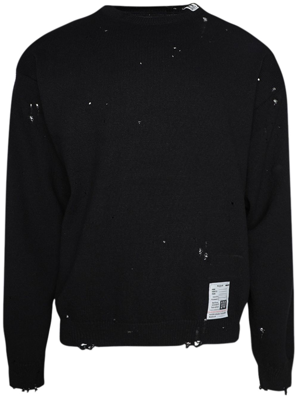 Distressed knit pullover - Black