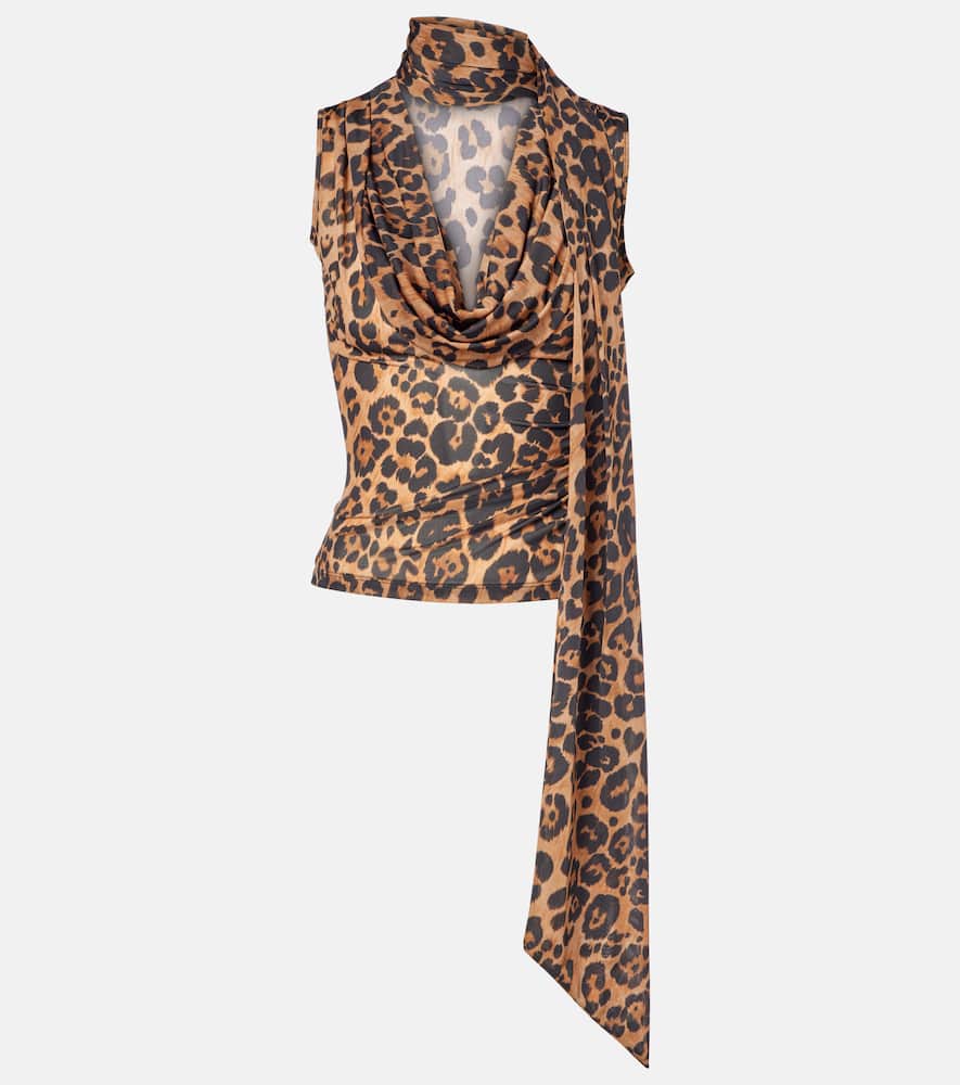 Leopard-printed jersey top