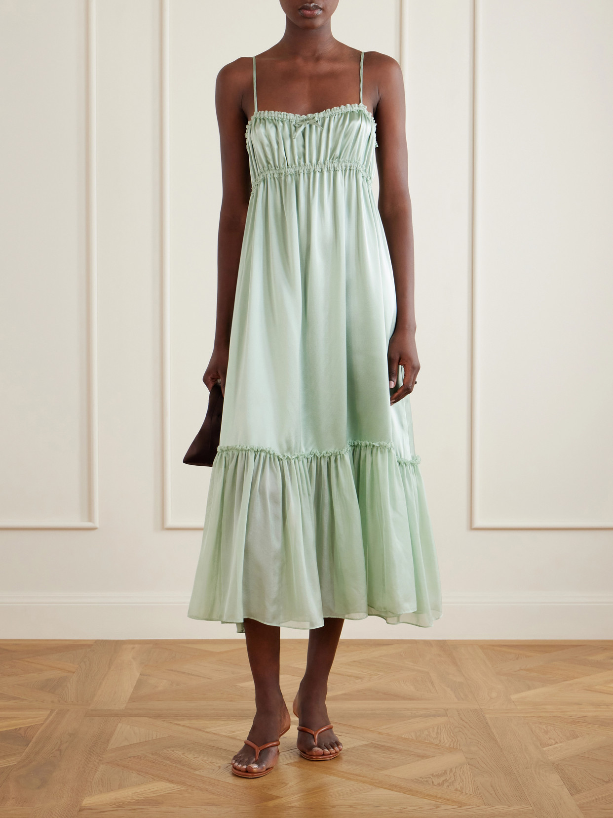 Marielle Silk Maxi Dress - Green