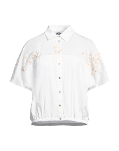 Alpha Studio Woman Shirt White Size 10 Cotton, Polyester