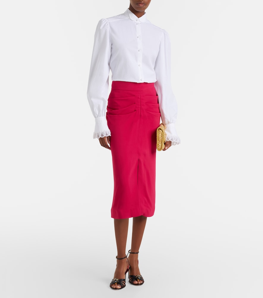 Gathered crêpe pencil skirt