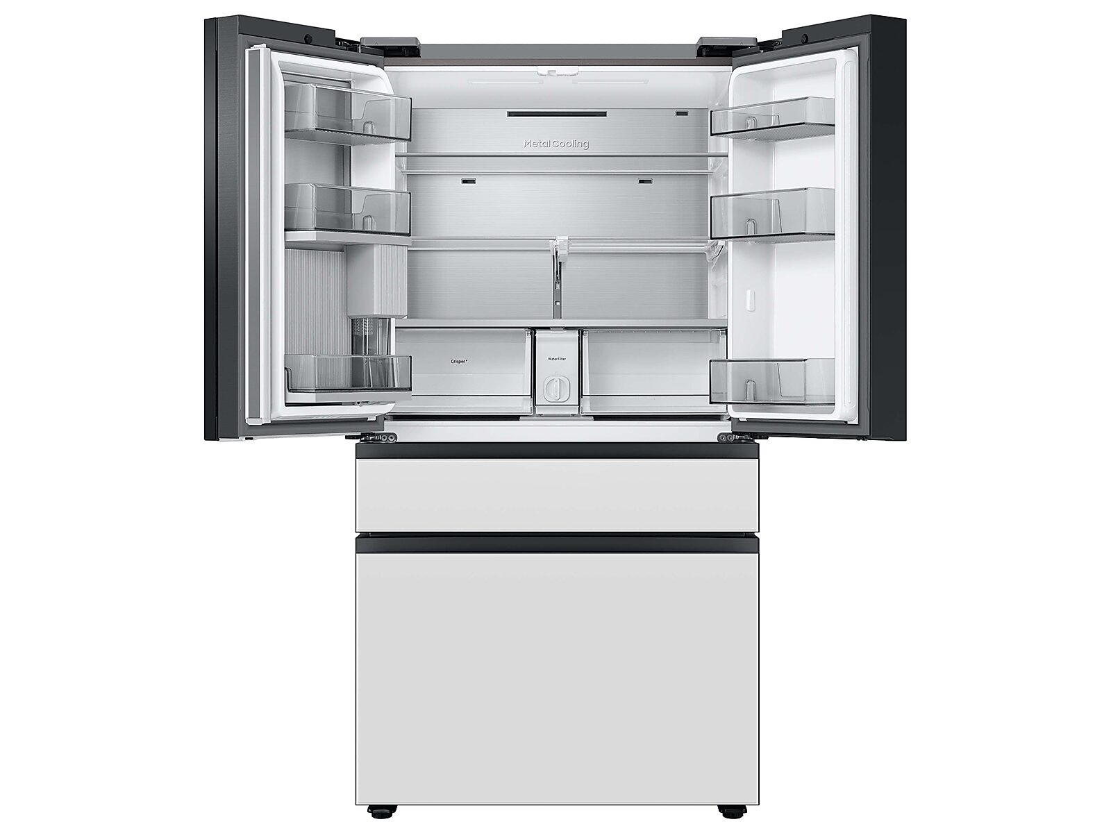 Bespoke 4-Door French Door Refrigerator (29 cu. ft.) with Beverage Center™ in White Glass (RF29BB860012AA)