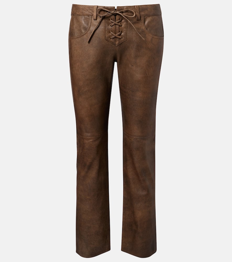 Vanel leather straight pants
