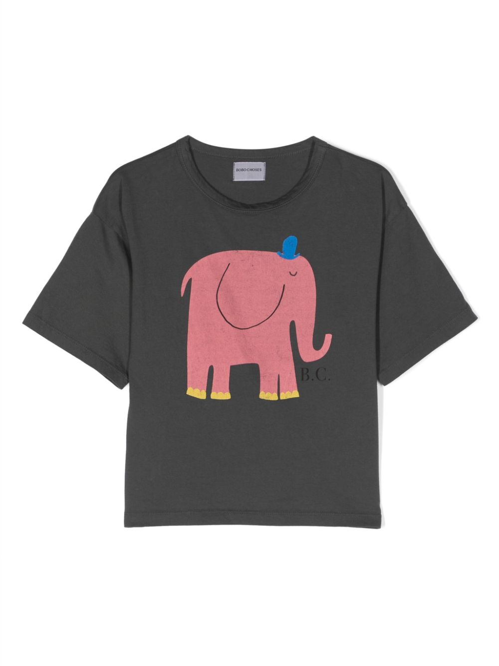 Elephant-print organic-cotton T-shirt - Grey