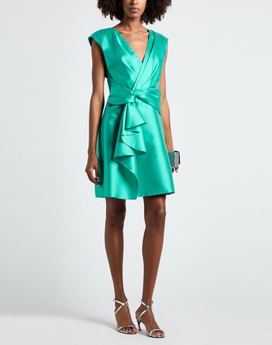 Woman Mini dress Green Size 8 Polyester, Silk