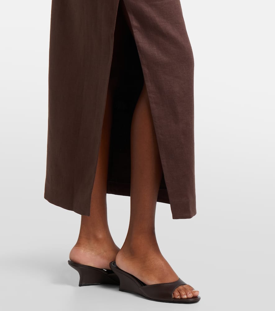 Linen midi skirt