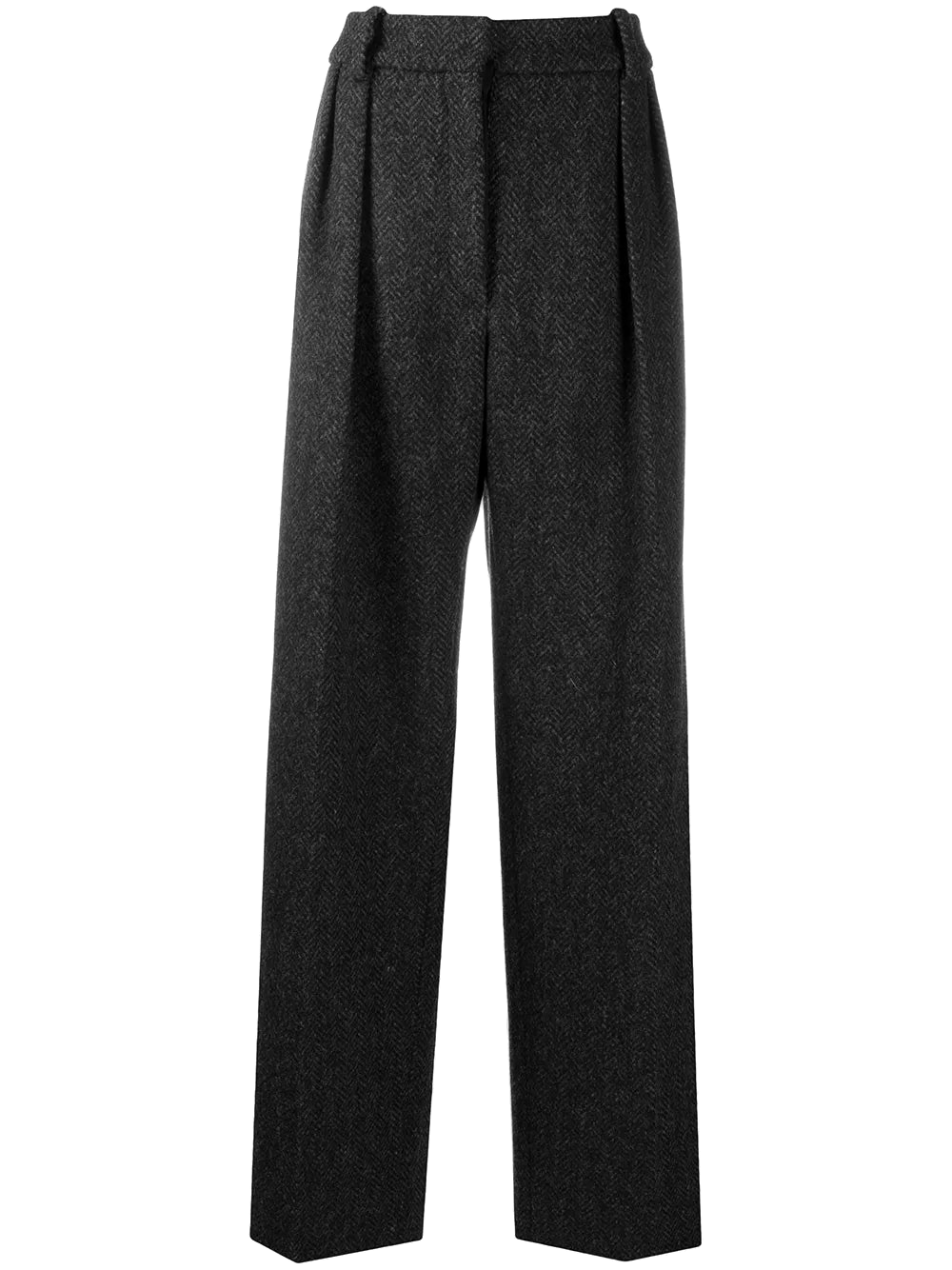 Herringbone Wool Blend Trousers — Gray