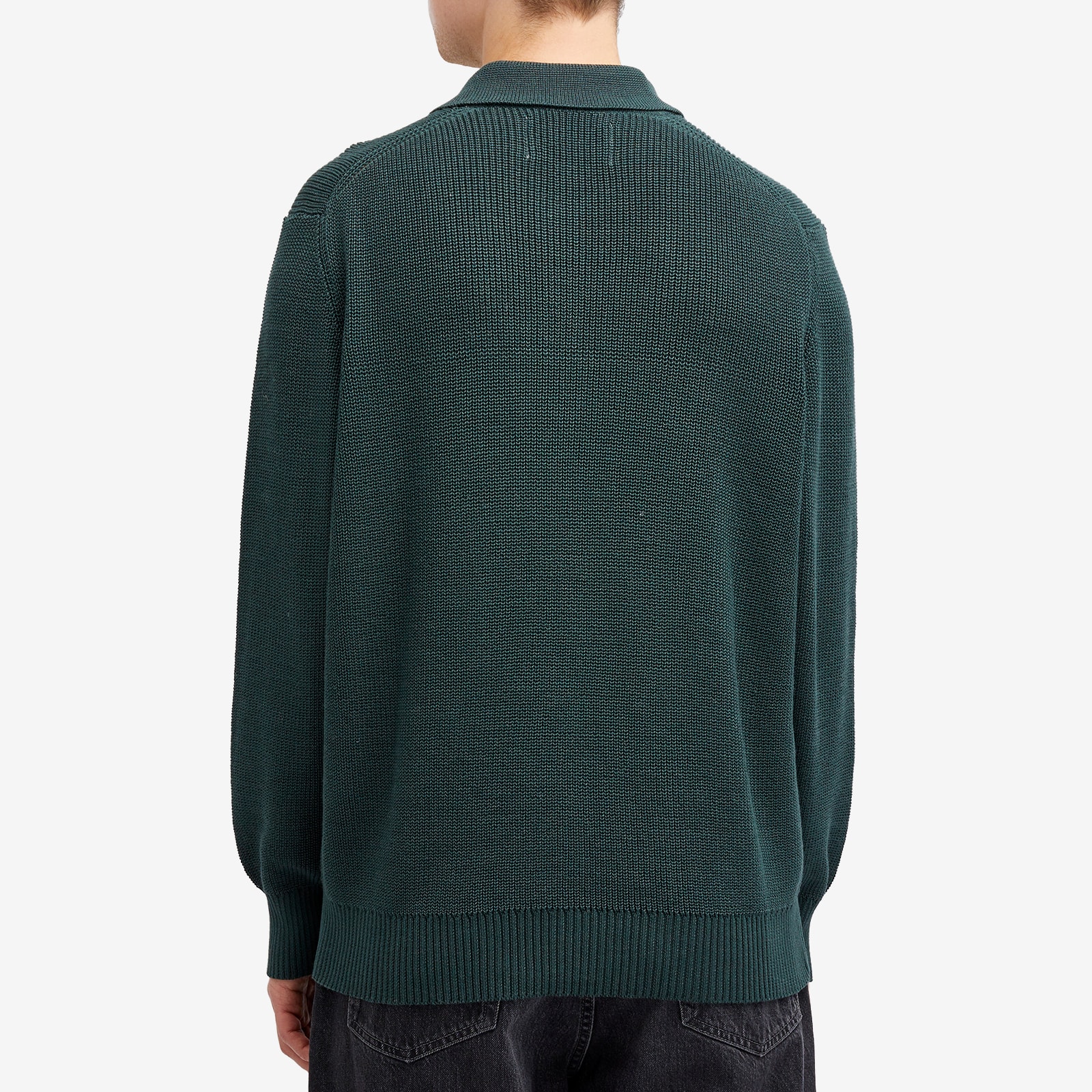 Men's Long Sleeve Slouchy Polo Shirt in Green