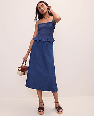 Ann Taylor Weekend Easy Fit Denim Midi Skirt