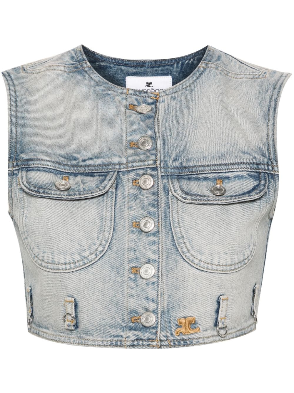 Denim cropped vest