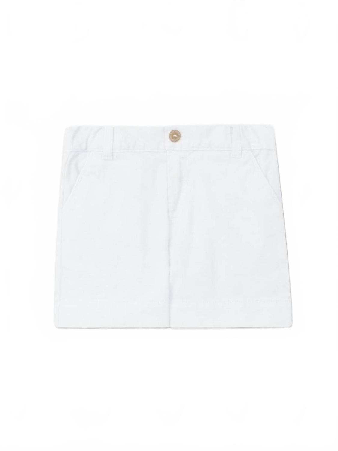 Boy's Canvas Shorts With Three Pockets In White