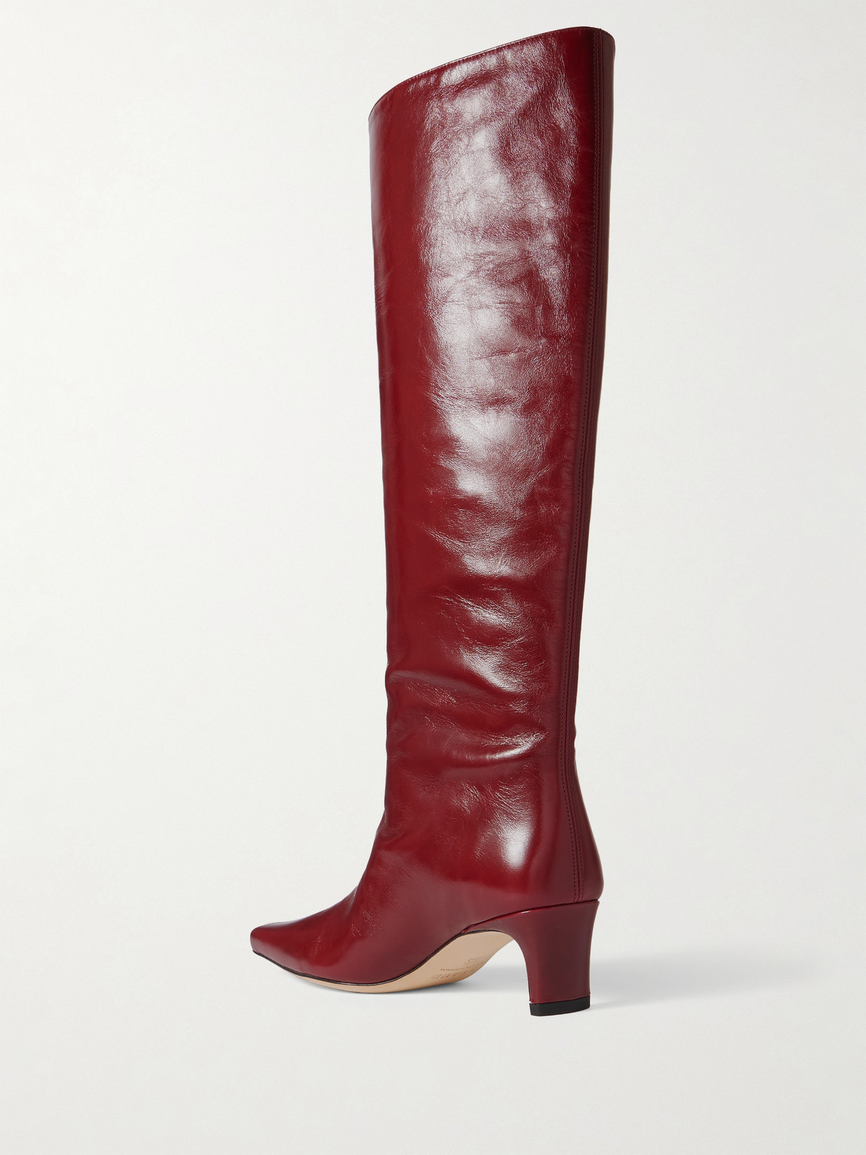 Wally Leather Knee Boots - Burgundy