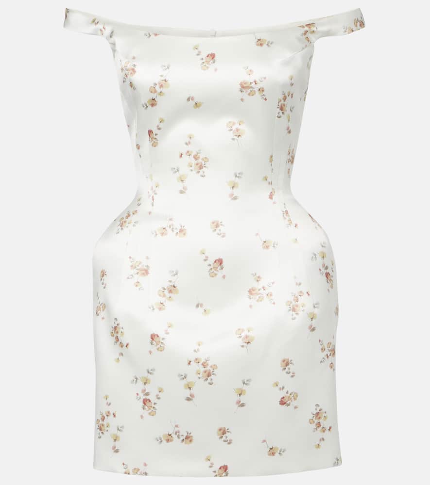 Floral off-shoulder silk minidress