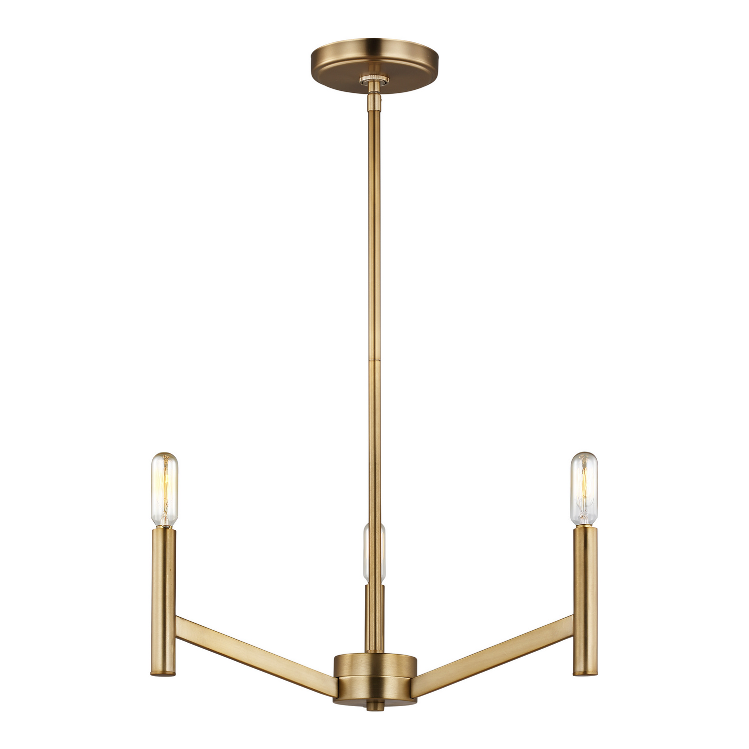 Satin Brass Three Light Chandelier from the Vector Collection