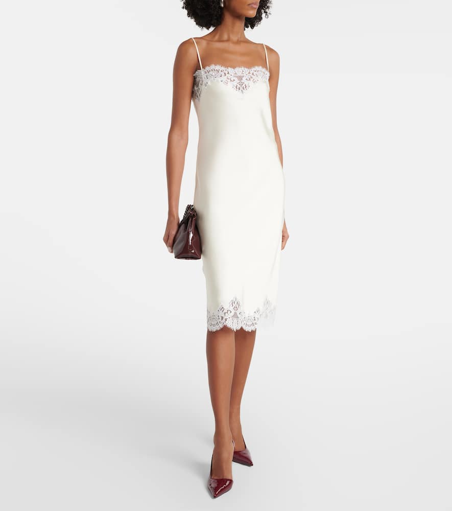 Lace-trimmed satin slip dress