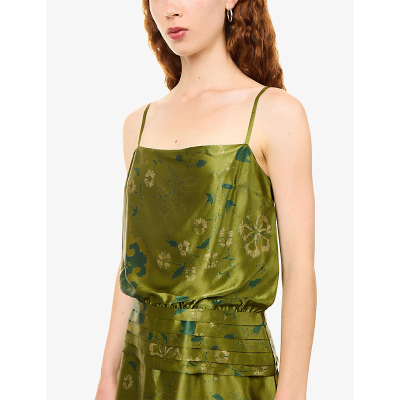 Womens Ofelia Printed Silk Midi Dress