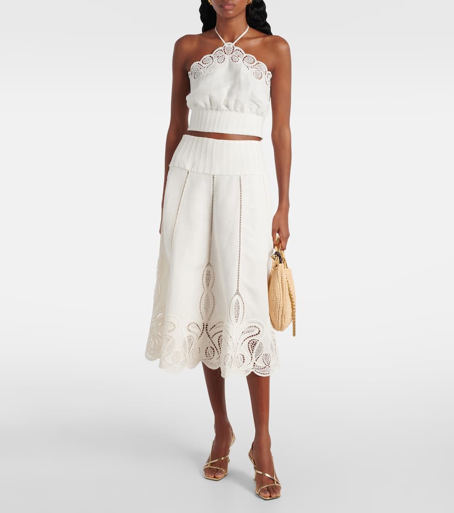 Kaius lace-trimmed line-blend midi skirt